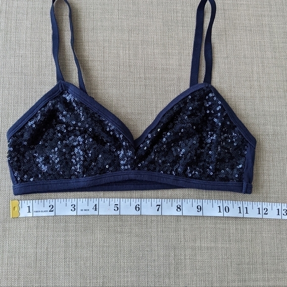 Aerie navy blue cotton sequins wireless bra bralette size Small c053 - Picture 4 of 6